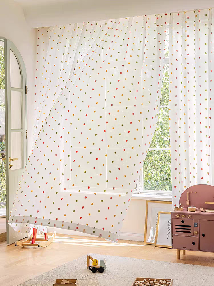 Children's cartoon jacquard translucent gauze curtain, lighting and UV protection